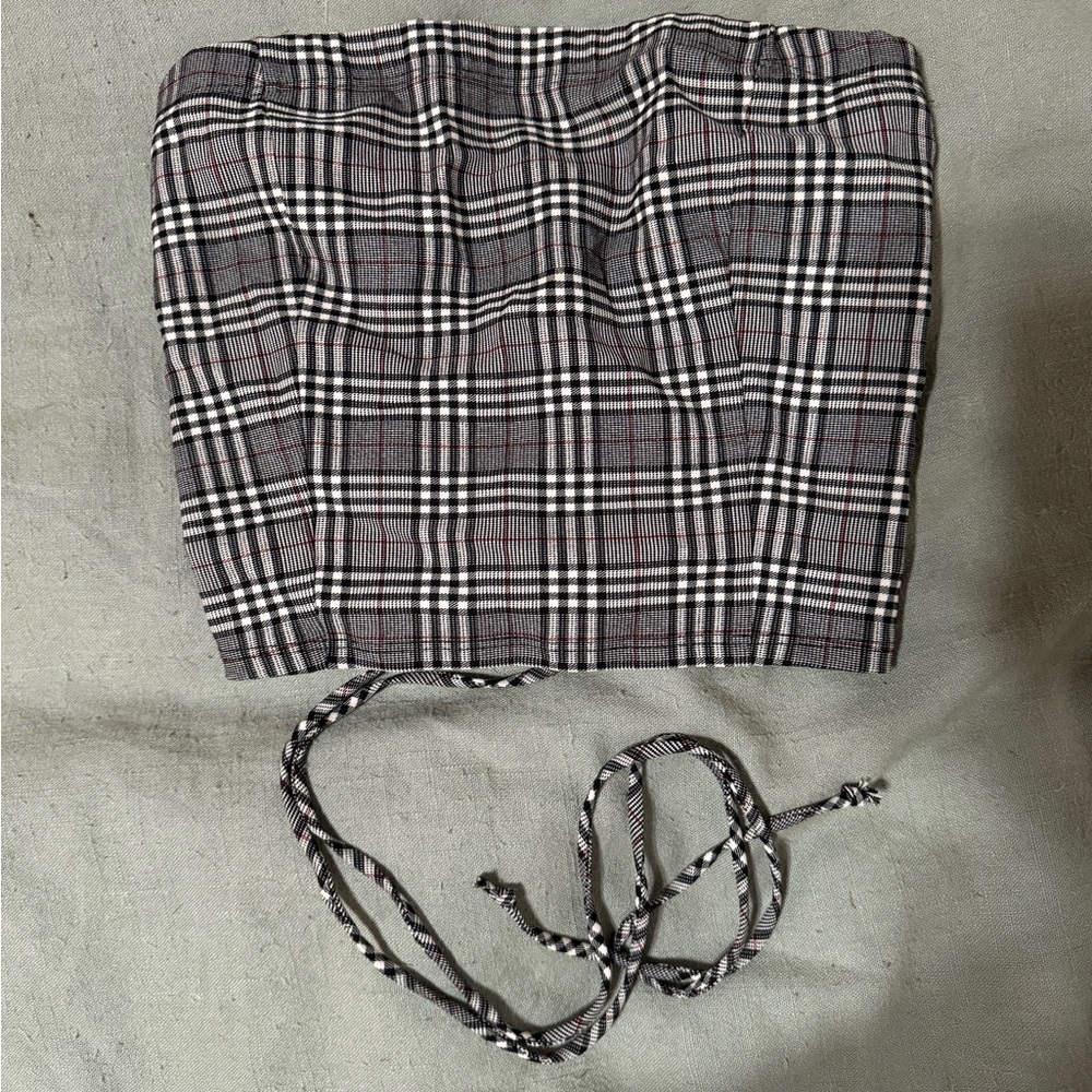 PLAID TIE BACK TUBE TOP